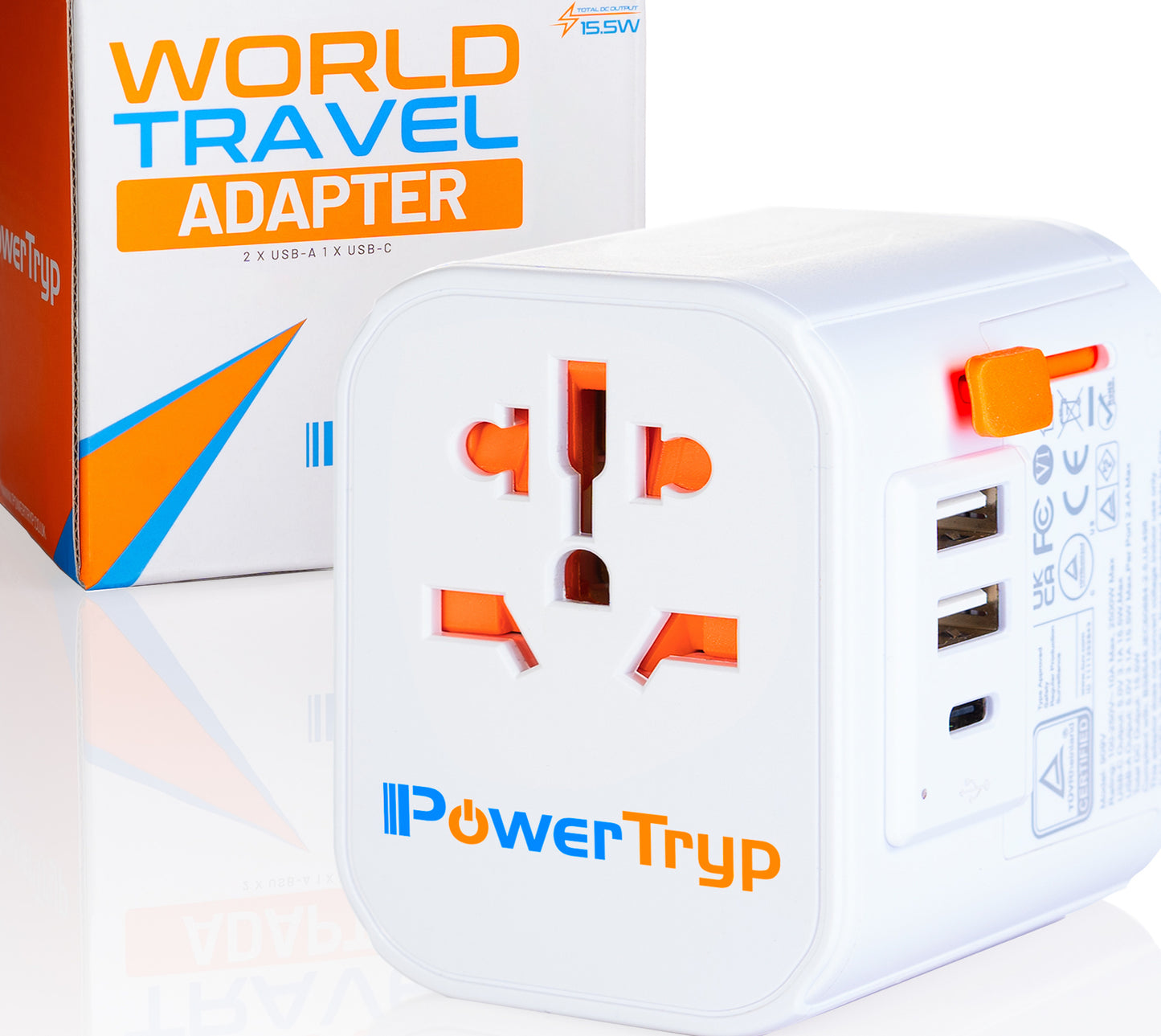 International All In One Travel Plug Adaptor with USB C & USB A Charging Ports